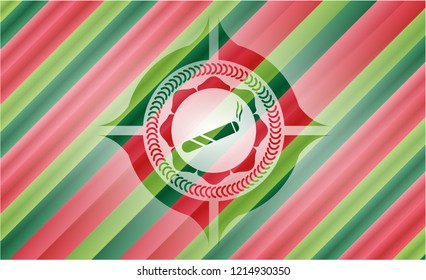 joint, cigarette icon inside christmas style badge..