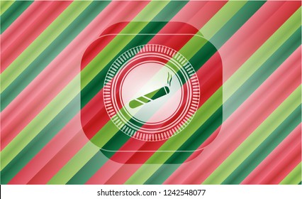joint, cigarette icon inside christmas emblem.