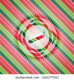 joint, cigarette icon inside christmas style emblem.