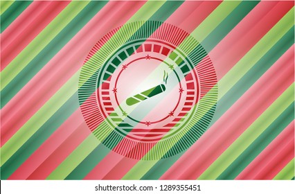 joint, cigarette icon inside christmas badge.