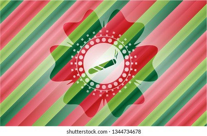 joint, cigarette icon inside christmas style badge..