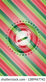 joint, cigarette icon inside christmas colors badge.