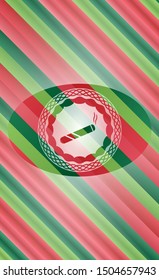 joint, cigarette icon inside christmas emblem.