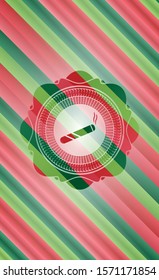 joint, cigarette icon inside christmas badge.