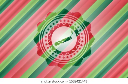 joint, cigarette icon inside christmas emblem background.