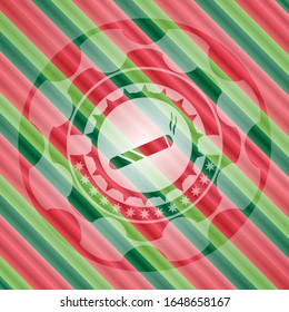 joint, cigarette icon inside christmas colors emblem.