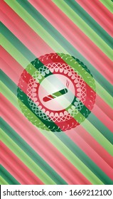 joint, cigarette icon inside christmas badge.