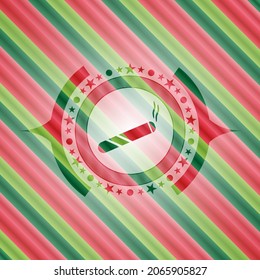 conjunto, icono de cigarrillo dentro del fondo de la insignia de navidad. 