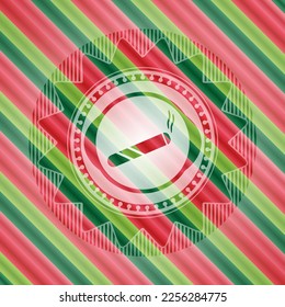 unión, icono de cigarrillo dentro del emblema del estilo de los colores de navidad. 