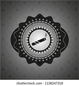 joint, cigarette icon inside dark emblem. Retro