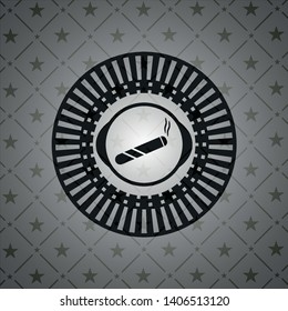 joint, cigarette icon inside dark emblem. Retro