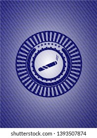 joint, cigarette icon inside denim background