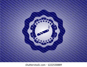 joint, cigarette icon inside emblem with jean high quality background