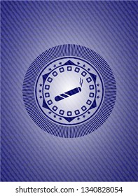 joint, cigarette icon inside emblem with jean high quality background