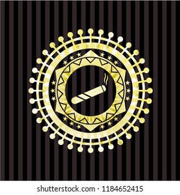 joint, cigarette icon inside gold emblem