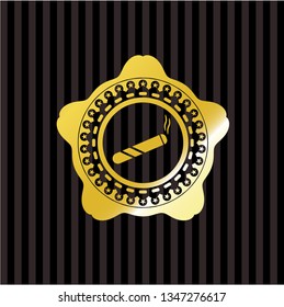 joint, cigarette icon inside gold badge