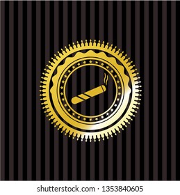 joint, cigarette icon inside gold shiny emblem