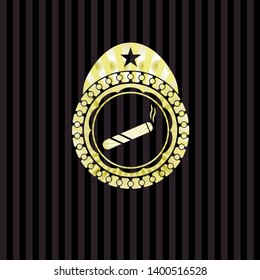 joint, cigarette icon inside gold emblem
