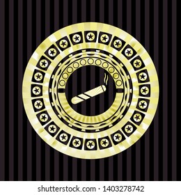 joint, cigarette icon inside gold badge