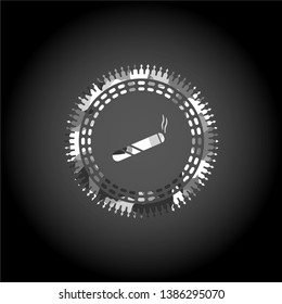joint, cigarette icon inside grey camouflage texture