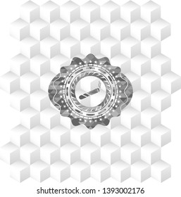 joint, cigarette icon inside grey emblem with geometric cube white background