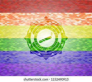 joint, cigarette icon inside lgbt colors emblem 