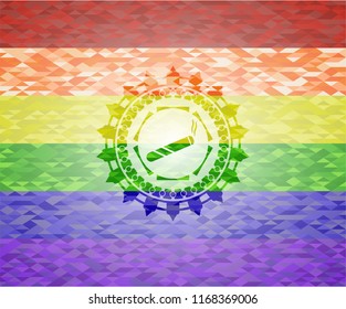 joint, cigarette icon inside lgbt colors emblem 