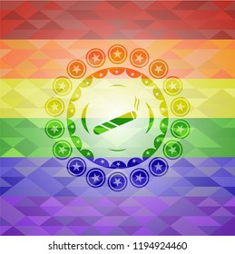 joint, cigarette icon inside lgbt colors emblem 