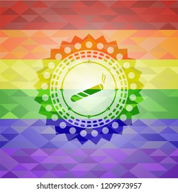 joint, cigarette icon inside lgbt colors emblem 