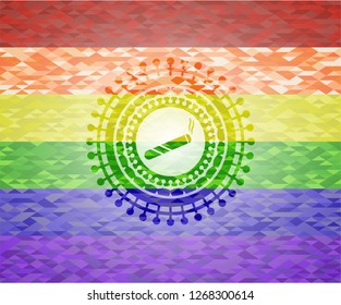 joint, cigarette icon inside lgbt colors emblem 
