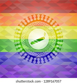 joint, cigarette icon inside lgbt colors emblem 