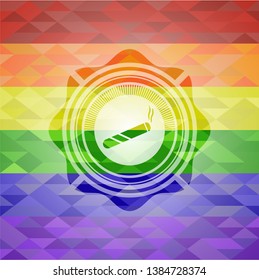 joint, cigarette icon inside lgbt colors emblem 