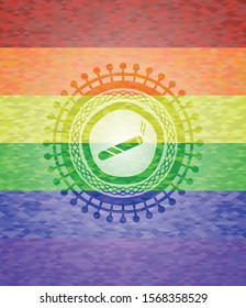 joint, cigarette icon inside lgbt colors emblem 