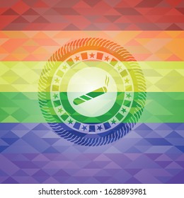 joint, cigarette icon inside lgbt colors emblem 