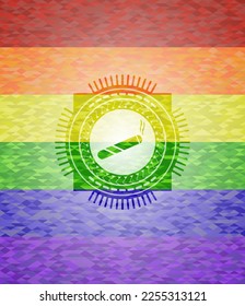joint, cigarette icon inside lgbt colors emblem. 