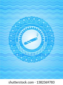 joint, cigarette icon inside light blue water badge.