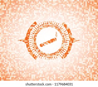 joint, cigarette icon inside orange mosaic emblem