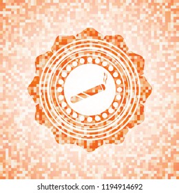 joint, cigarette icon inside orange mosaic emblem
