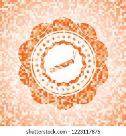 joint, cigarette icon inside orange mosaic emblem