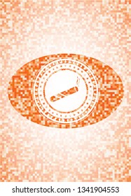 joint, cigarette icon inside orange mosaic emblem with background