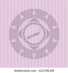 joint, cigarette icon inside pink emblem