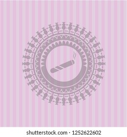 joint, cigarette icon inside pink emblem. Retro