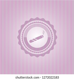 joint, cigarette icon inside pink emblem