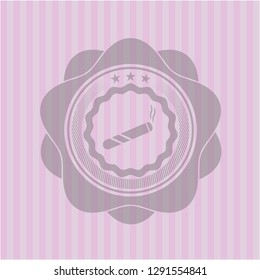 joint, cigarette icon inside pink emblem