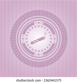joint, cigarette icon inside pink emblem