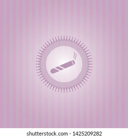 joint, cigarette icon inside pink icon or emblem