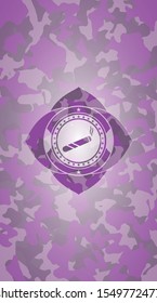 joint, cigarette icon inside pink camouflage emblem