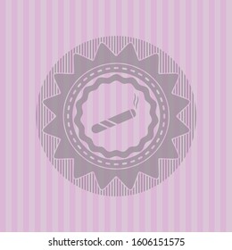 joint, cigarette icon inside pink emblem. Vintage.