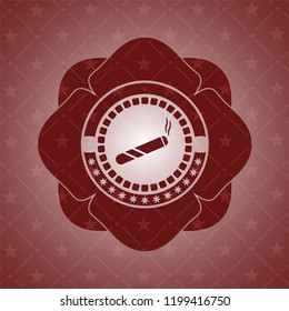 joint, cigarette icon inside realistic red emblem