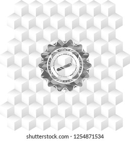 joint, cigarette icon inside realistic grey emblem with cube white background